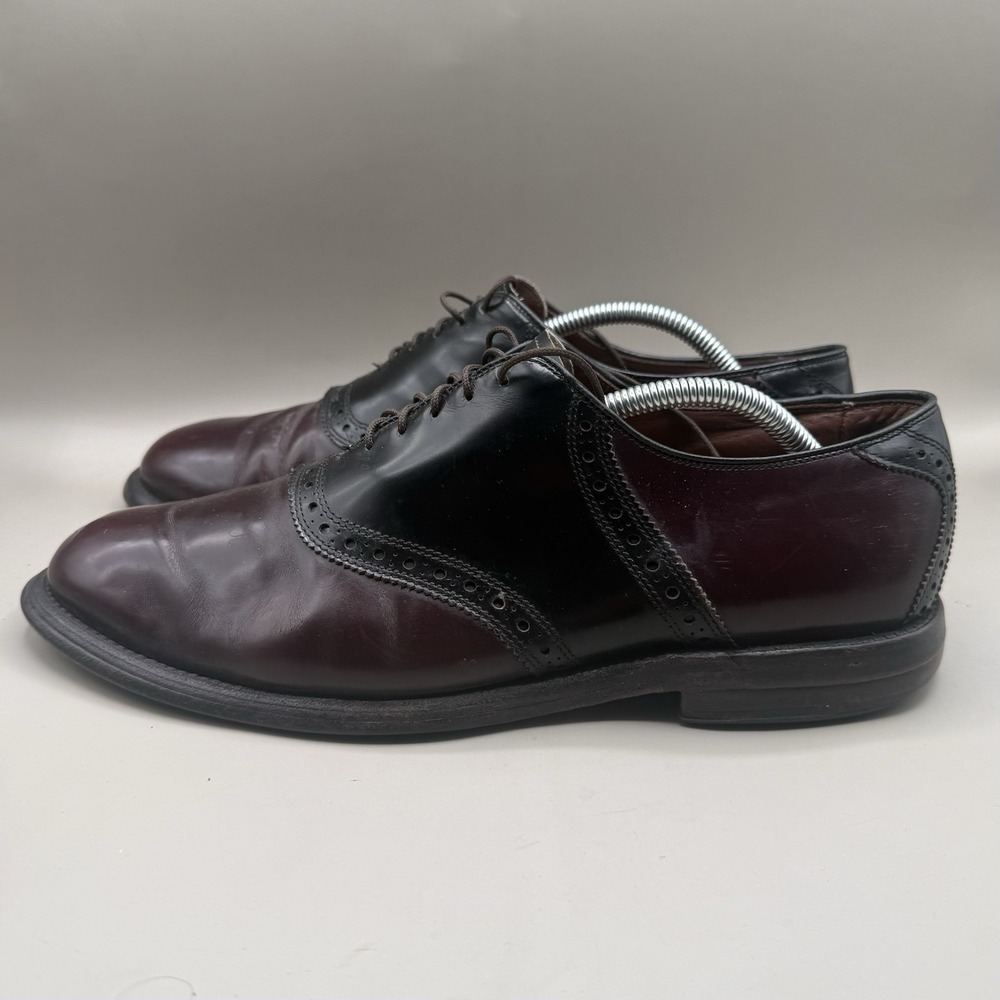 Allen‎ Edmonds Polo Golf Shoe Mens Size 10 C Burgundy Black Lace Up Oxford VGC